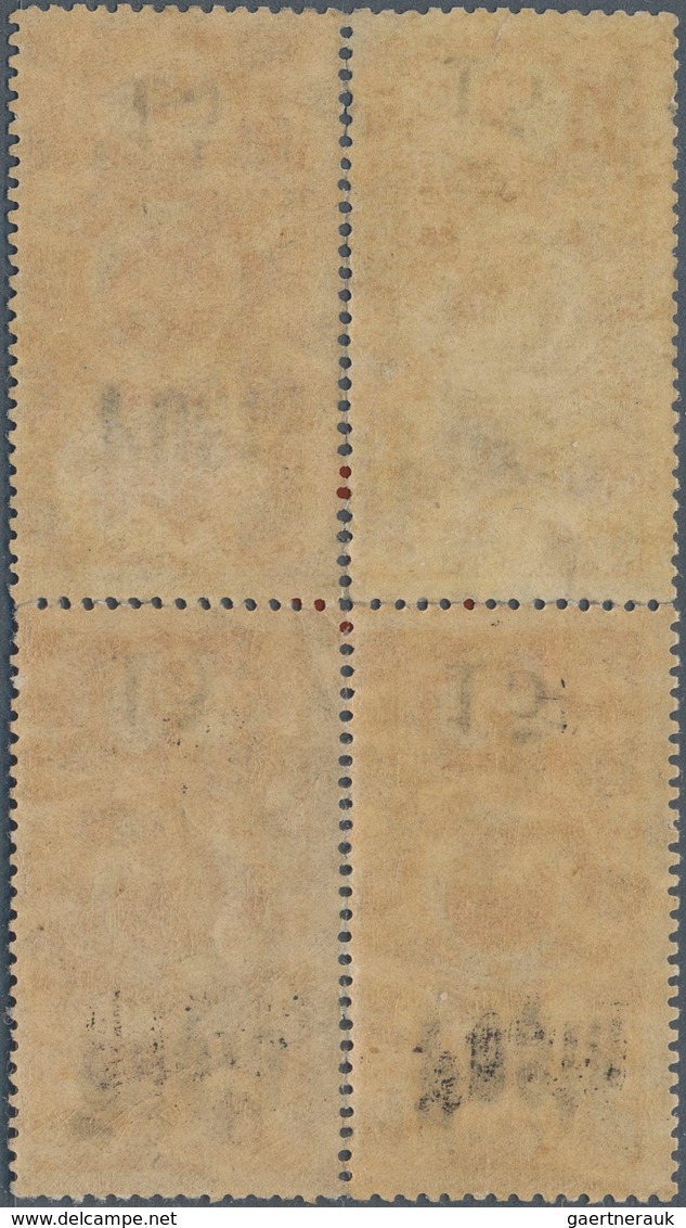 Tannu-Tuwa: 1933, Overprint Stamps "15k On 6k Orange" In Block Of Four, Overprint 5,1 Mm, MNH, Cert. - Touva
