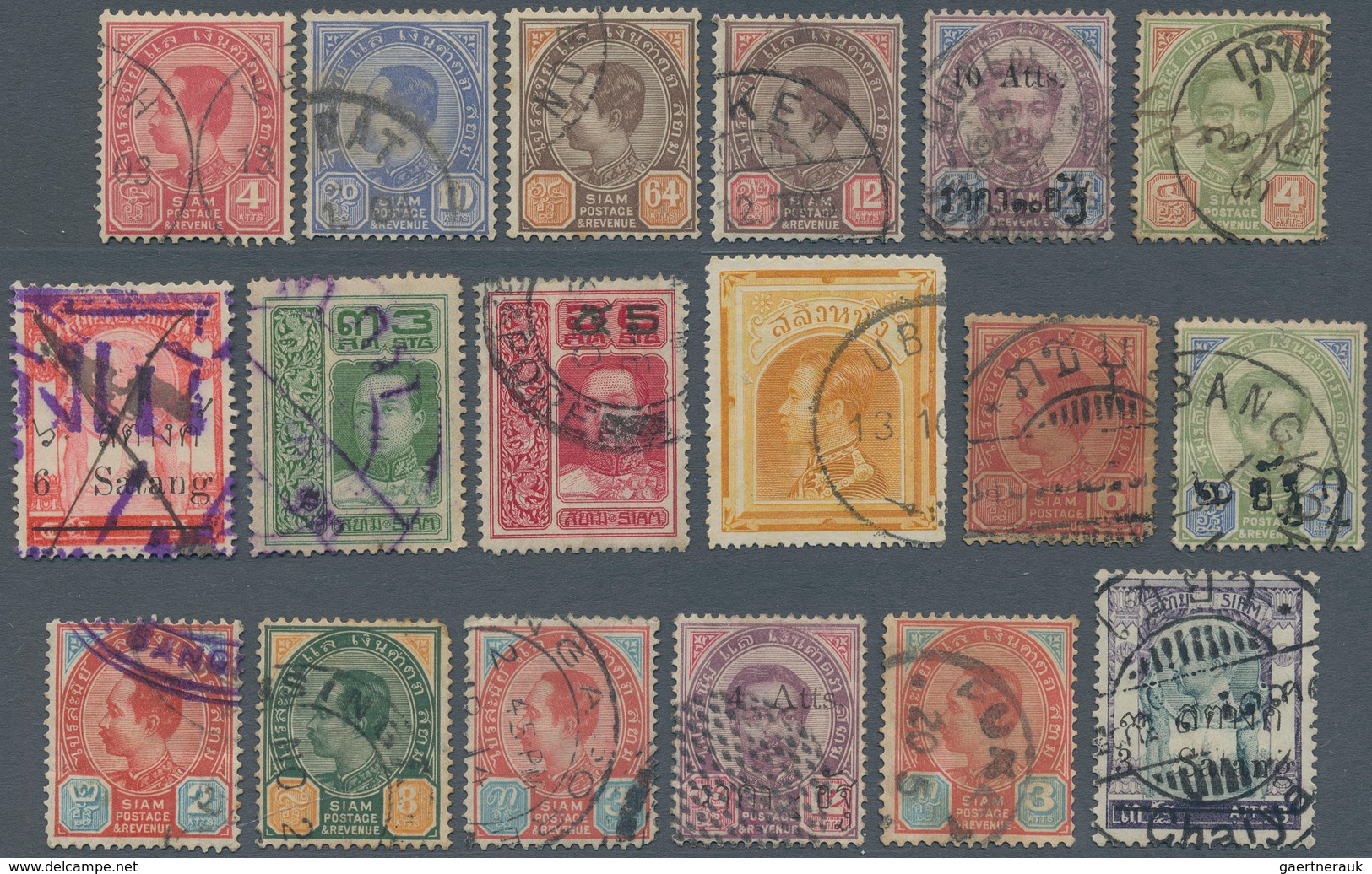 Thailand: 1883-1910, 18 Classic Stamps With Unusual Cancellations Including Kedah, Puket, Chaiya, Si - Thaïlande