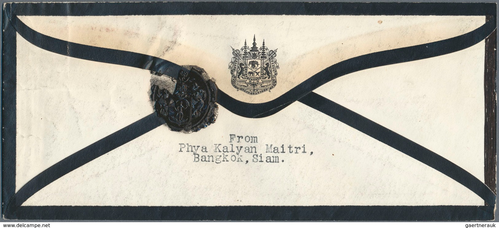 Thailand: 1911 Mourning Cover From Bangkok To Cambridge, Mass., USA Franked By Two Singles Of Both 1 - Thaïlande