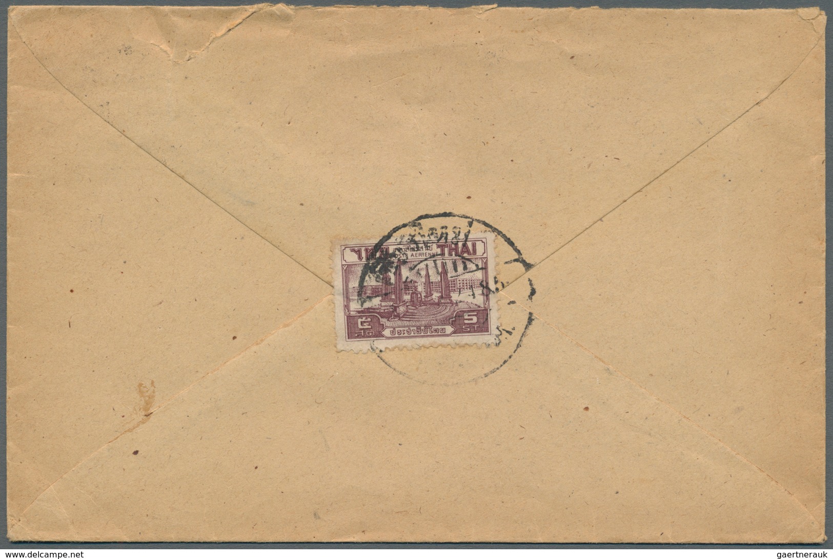 Thailand: 1945. Envelope (tears) Headed 'Thye Peng Hotel, Chiengmai' Addressed To Panakon Bearing SG - Thailand