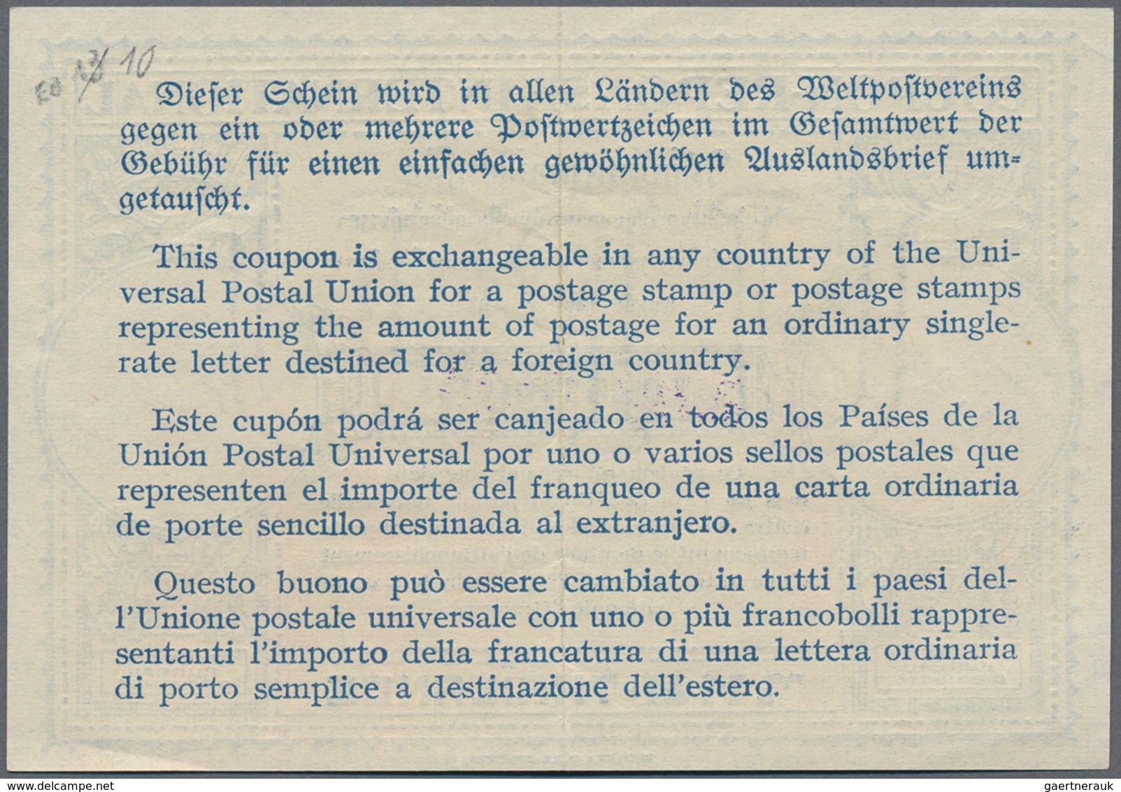 Thailand - Besonderheiten: 1947 (ca.), IRC International Reply Coupon: 2.50 Baht/25 Sat., Used, Vert - Thaïlande