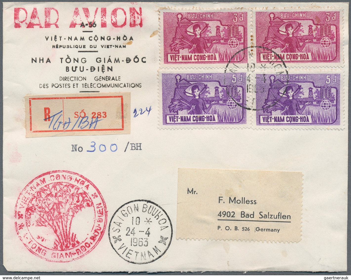 Vietnam-Süd (1951-1975): 1963, 0,50 D, 1 D, 3 D (each 3) And 2 X 5 D, All Stamps From The Issue "Com - Viêt-Nam