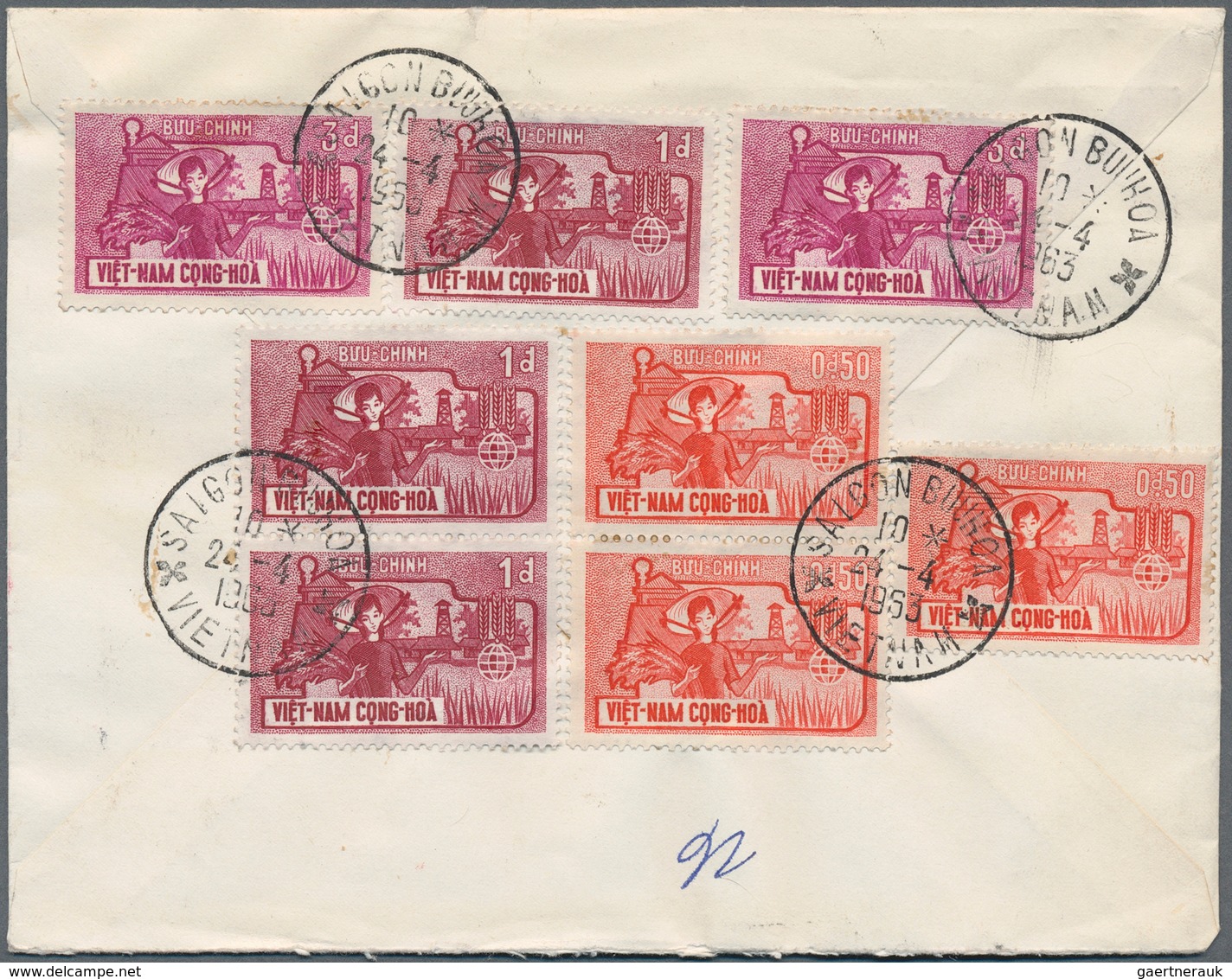 Vietnam-Süd (1951-1975): 1963, 0,50 D, 1 D, 3 D (each 3) And 2 X 5 D, All Stamps From The Issue "Com - Vietnam