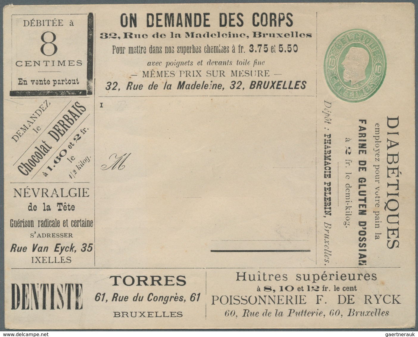 Thematik: Anzeigenganzsachen / Advertising Postal Stationery: 1889, 10 C. Stationery Envelope Unused - Ohne Zuordnung