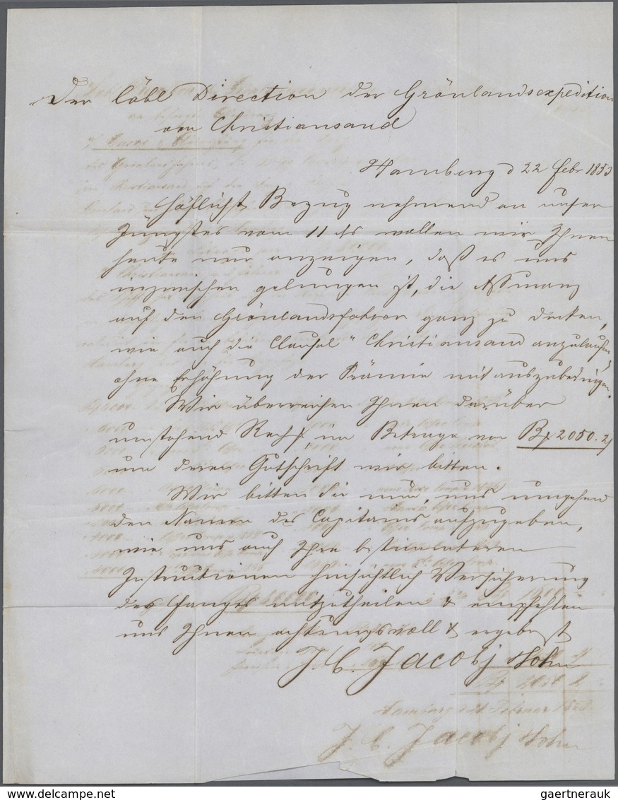 Thematik: Arktis / Arctic: 1853: Entire Letter From Hamburg With "K.D.O.P.A HAMBURG 22.2" (cds Of Th - Sonstige & Ohne Zuordnung