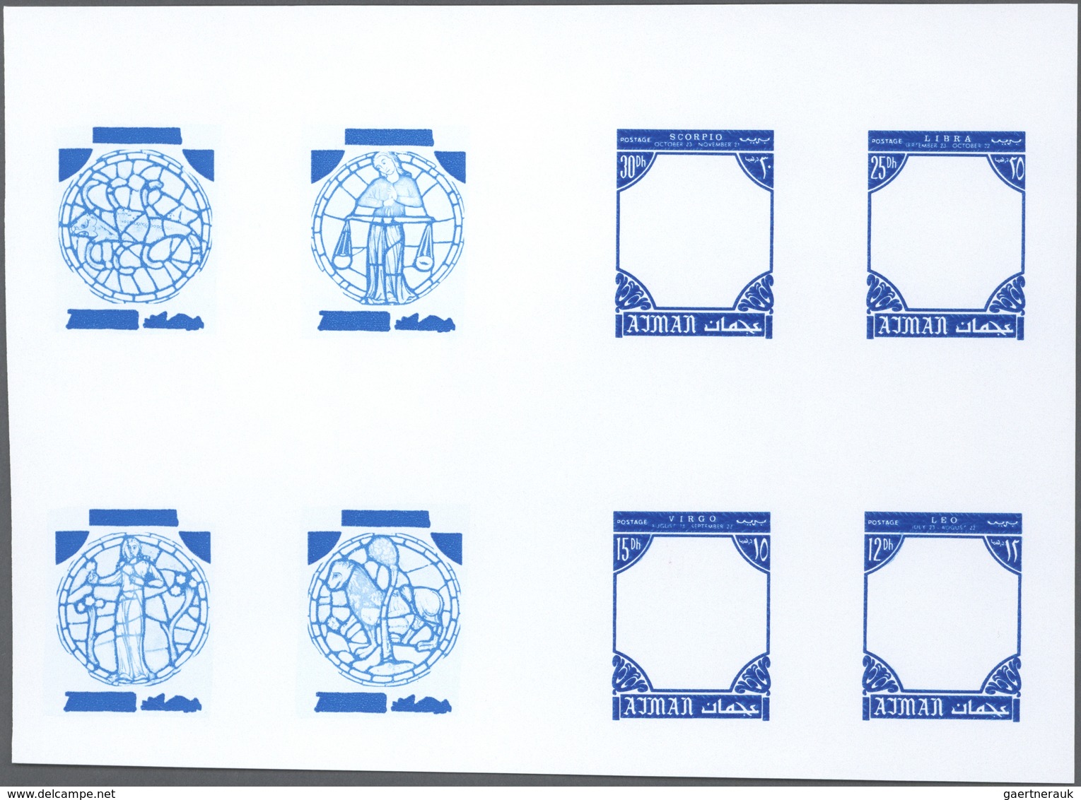 Thematik: Astrologie / astrology: 1971, AJMAN: Signs of the Zodiac two complete sets of twelve value
