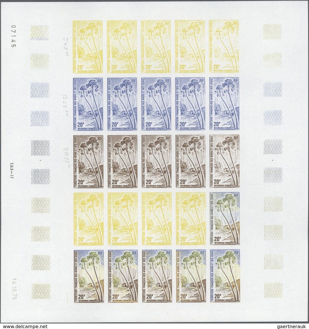 Thematik: Bäume-Palmen / Trees-palms: 1975, Afars And Issas. Lot Of 3 Different Color Proof Sheets F - Bäume