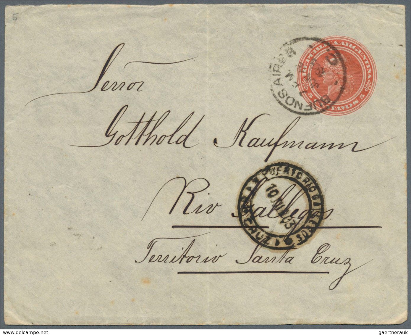 Thematik: Eisenbahn / Railway: 1903, Argentina: 5 Ct Red Postal Stationery Envelope, On Reverse Priv - Trains