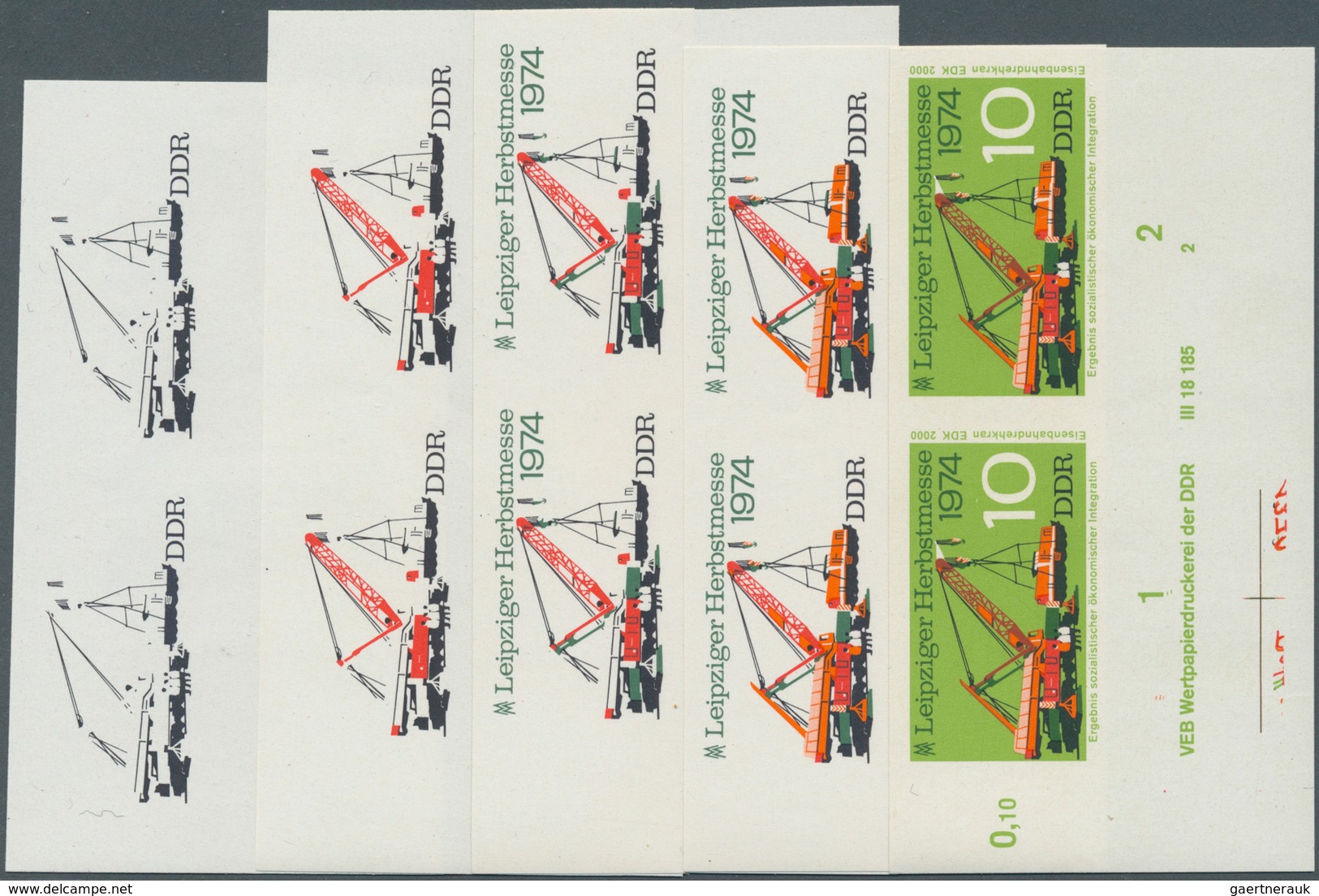 Thematik: Eisenbahn / Railway: 1974, GDR. Progressive Proof (5 Phases Inclusive Final Phase), Is To - Trains