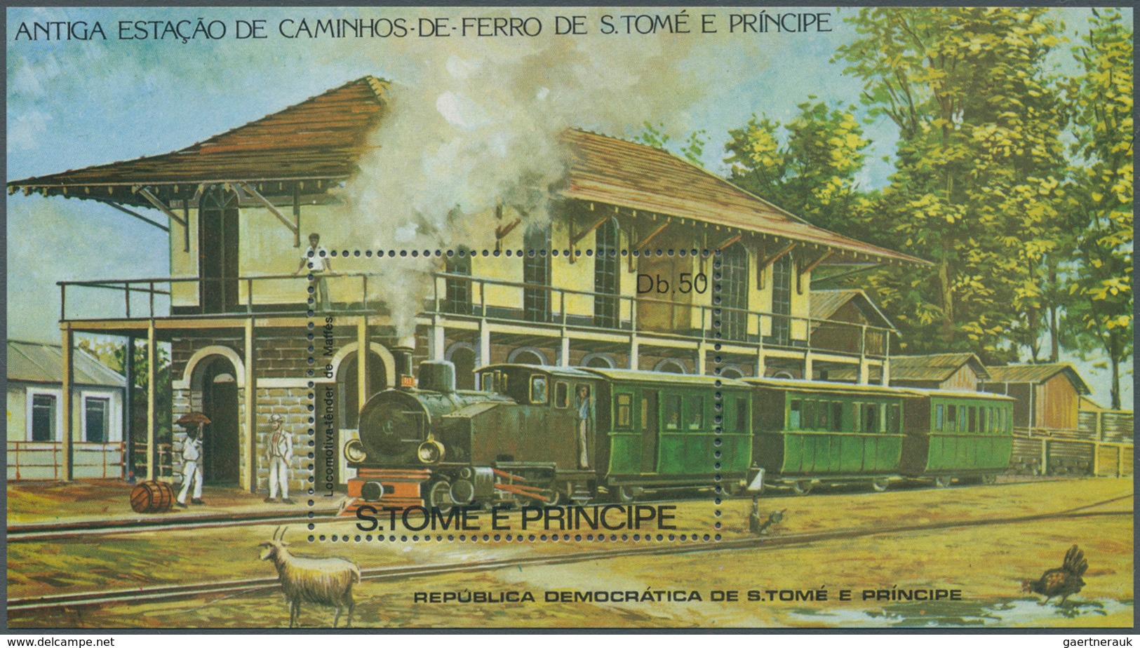 Thematik: Eisenbahn / Railway: 1986, SAO TOME E PRINCIPE: Railways Miniature Sheet (old Train In Sta - Eisenbahnen