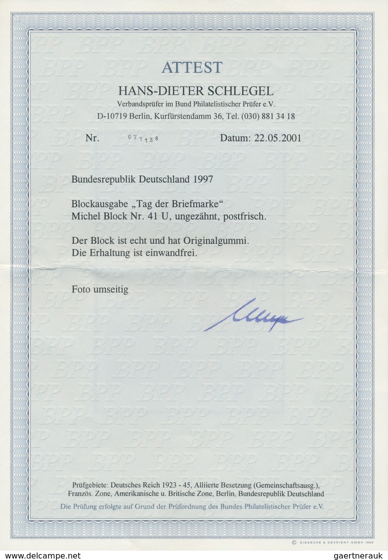 Thematik: Fahrrad / Bicycle: 1997, Blockausgabe Tag Der Briefmarke UNGEZÄHNT Postfrisch, Minime Hers - Radsport