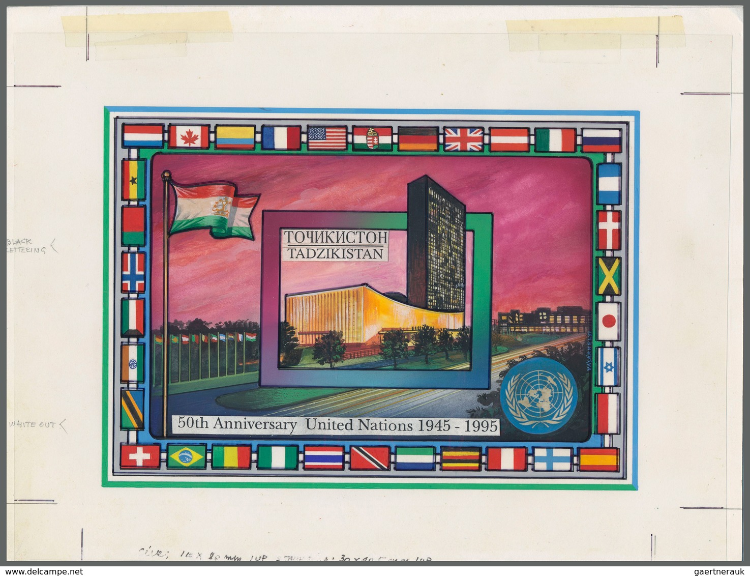 Thematik: Flaggen / Flags: 1996, TAJIKISTAN: 50 Years Of United Nations Miniature Sheet Showing Diff - Sonstige & Ohne Zuordnung