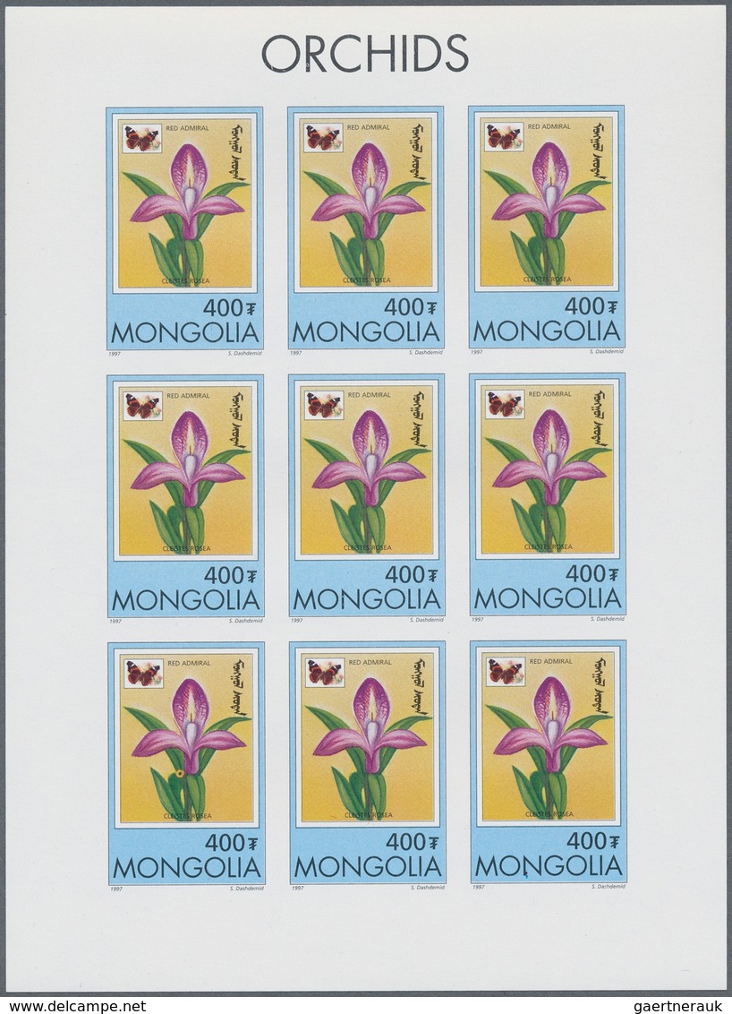 Thematik: Flora-Orchideen / flora-orchids: 1997, MONGOLIA: Orchids 'Cleistes rosea' 400t. sheetlet o