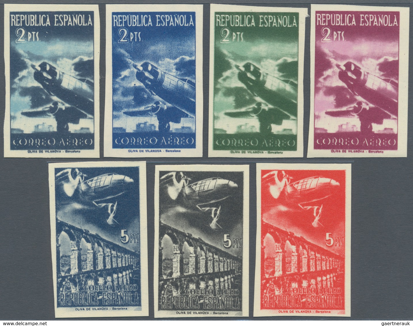 Thematik: Flugzeuge, Luftfahrt / Airoplanes, Aviation: 1939, SPAIN: UNISSUED Airmail Stamps With Air - Flugzeuge