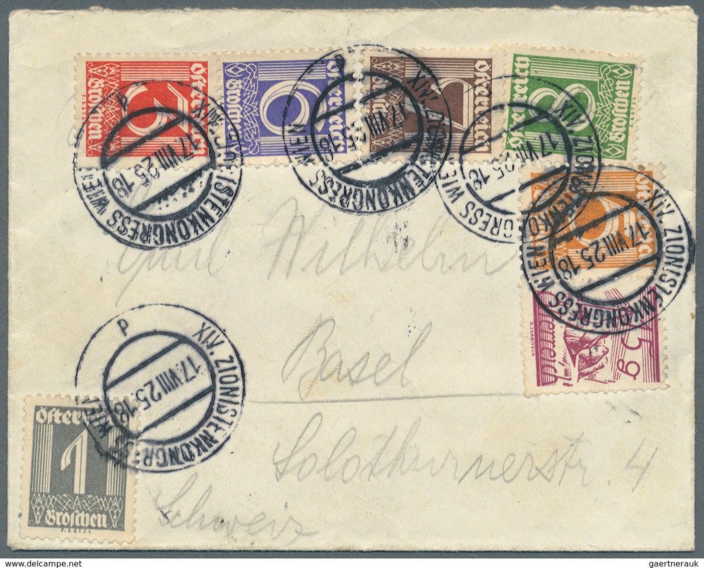 Thematik: Judaika / Judaism: 1925 (17.8.), Österreich, Auslandsbrief Frankiert Mit 7 Versch. Freimar - Non Classés