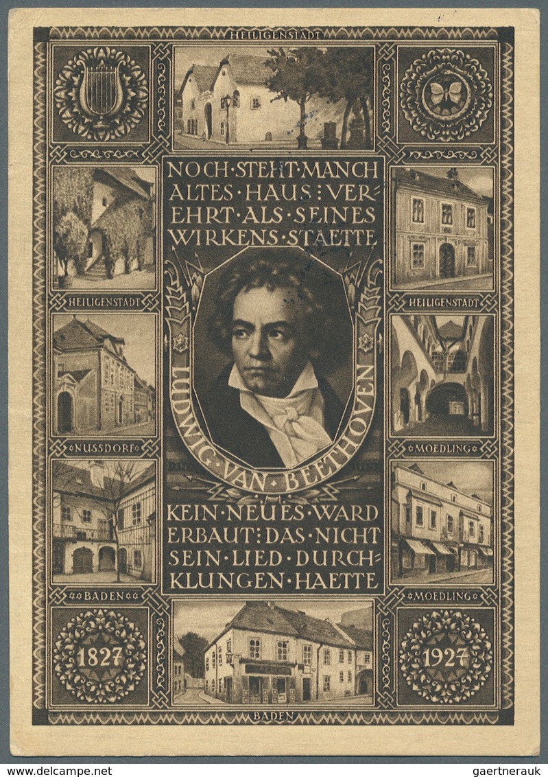 Thematik: Judaika / Judaism: 1929 (16.9.), Österreich, Sonderpostkarte (Beethoven) 10 Gr. Braun Mit - Non Classés