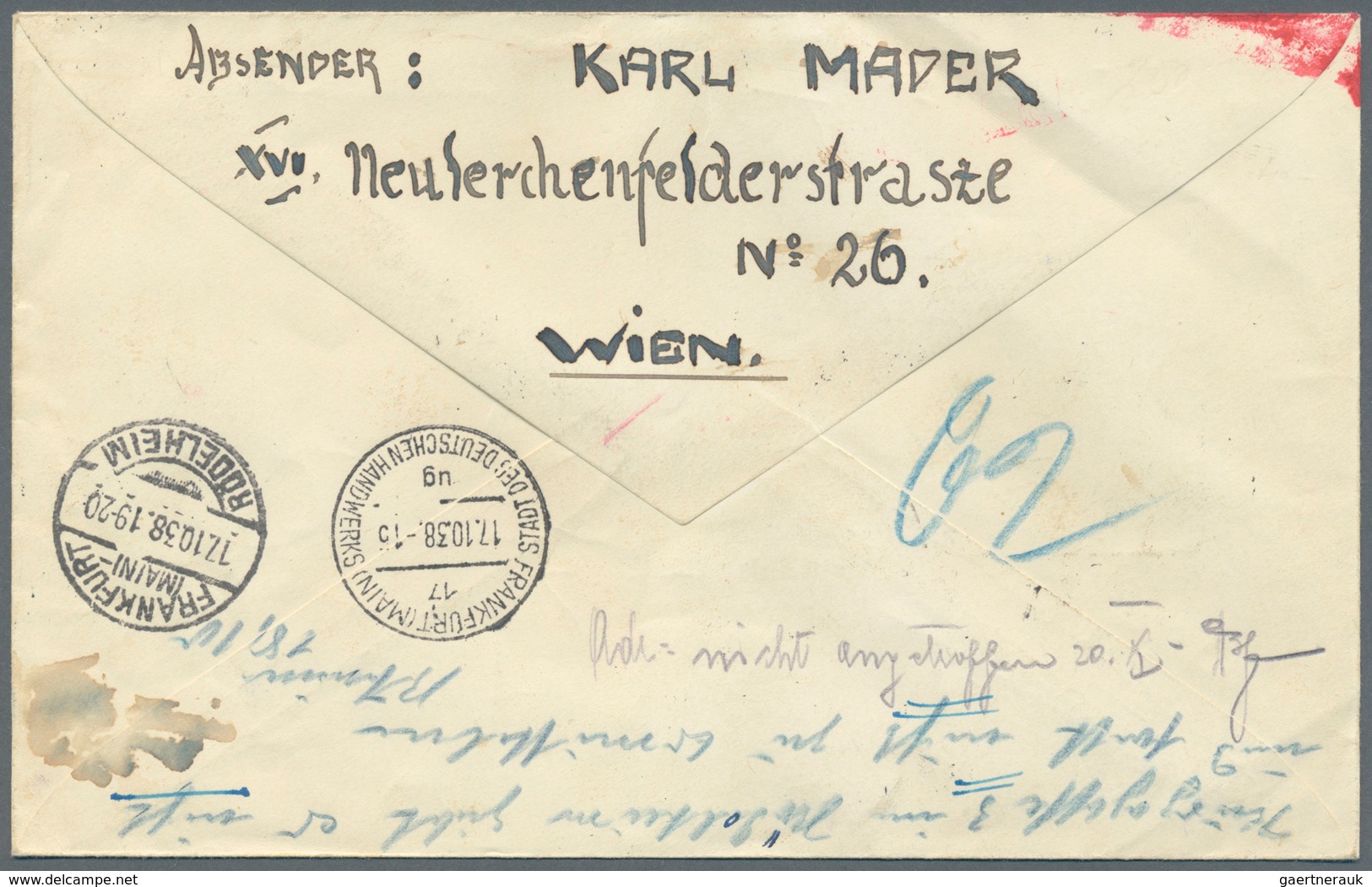 Thematik: Judaika / Judaism: OSTMARK: 1938 (16.10.), ÖSTERREICH, R-Brief Mit Mischfrankatur Österr. - Non Classés