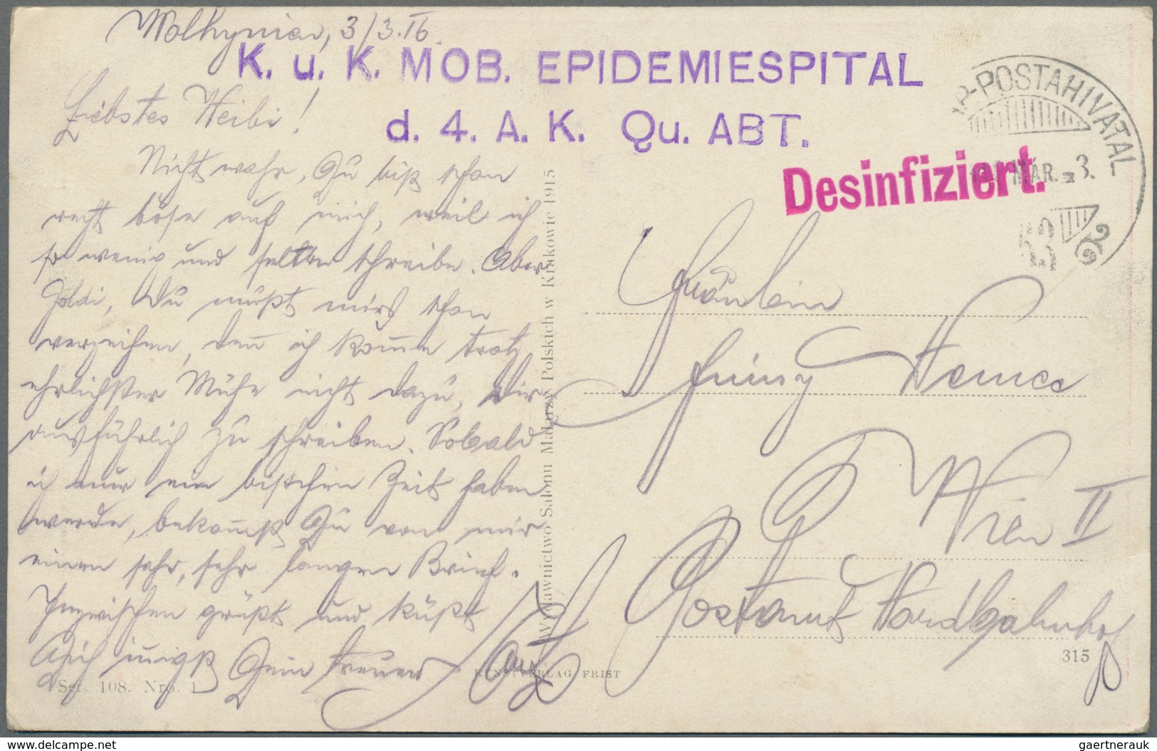 Thematik: Medizin, Gesundheit / Medicine, Health: 1915/1918, Neun Ansichtkarten Aus WOLJYNEN Mit Mes - Médecine