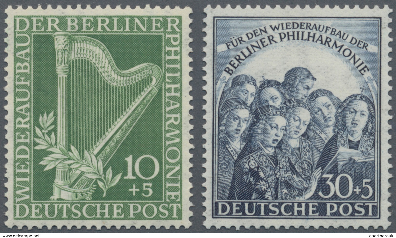 Thematik: Musik / Music: 1950 Berlin: Wiederaufbau Der Berliner Philharmonie, 2 Werte Kompletter Ein - Musik