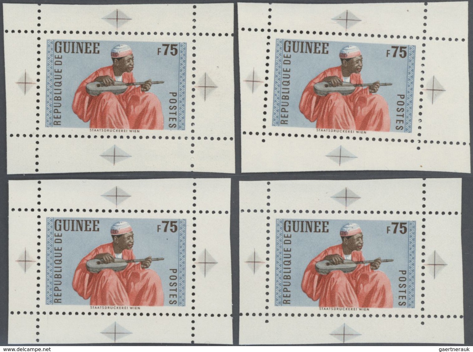 Thematik: Musik / Music: 1962, Guinea. Lot Containing 1 Artist's Drawing, 4 Margined, Perforated, St - Musik