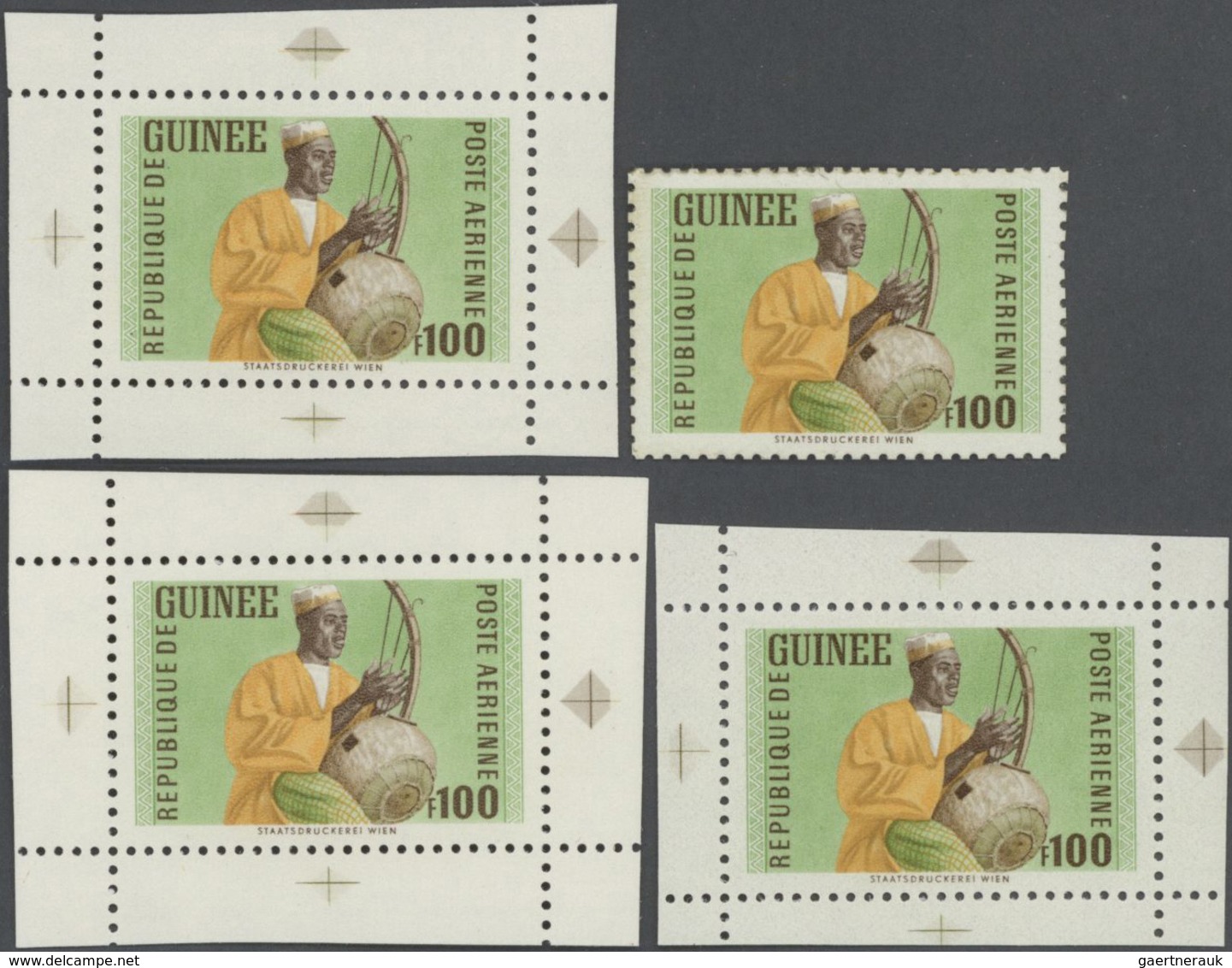 Thematik: Musik / Music: 1962, Guinea. Lot Containing 1 Artist's Drawing And 4 Perforated, Stamp-siz - Musik