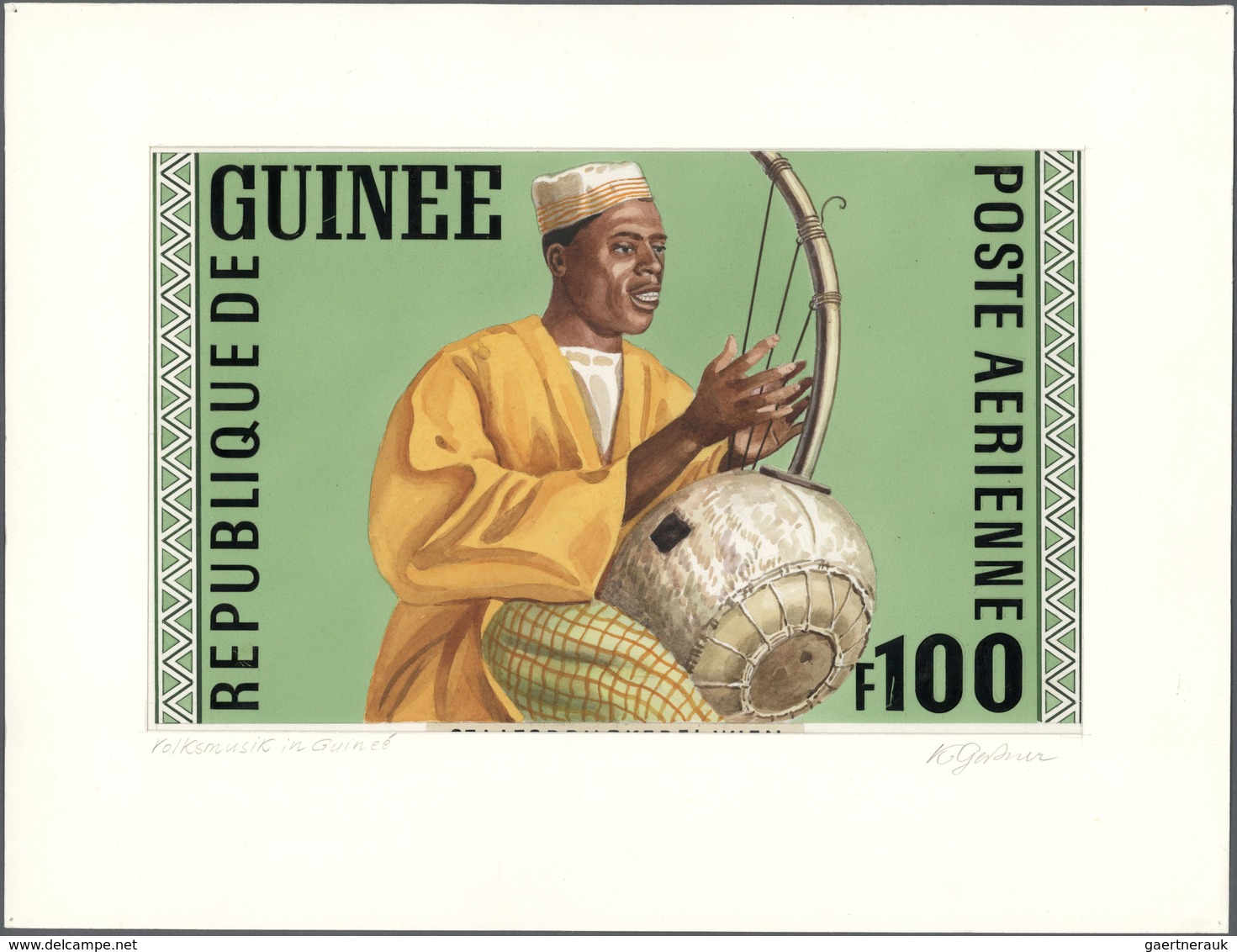 Thematik: Musik / Music: 1962, Guinea. Lot Containing 1 Artist's Drawing And 4 Perforated, Stamp-siz - Musique