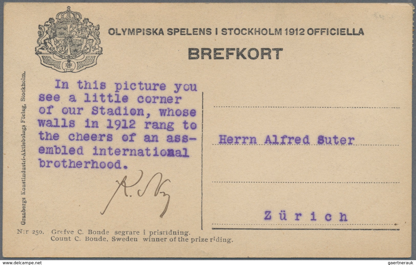 Thematik: Olympische Spiele / Olympic Games: 1912, Schweden Für Stockholm '12. Lot Mit 1 Olympia-Son - Other & Unclassified