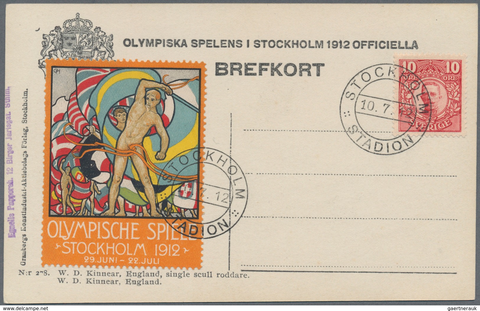 Thematik: Olympische Spiele / Olympic Games: 1912, Sweden For Stockholm Summer Games '12. Special Po - Sonstige & Ohne Zuordnung