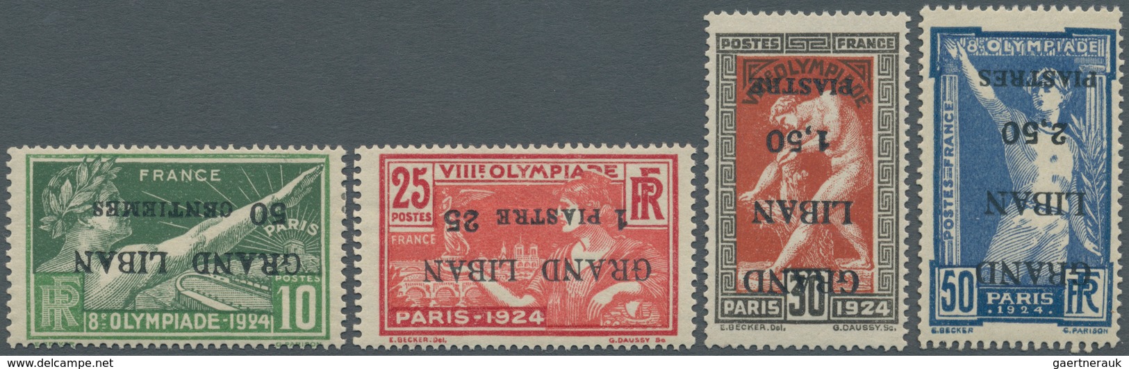 Thematik: Olympische Spiele / Olympic Games: 1924, Libanon, Olympic Games, Complete Set Showing INVE - Other & Unclassified