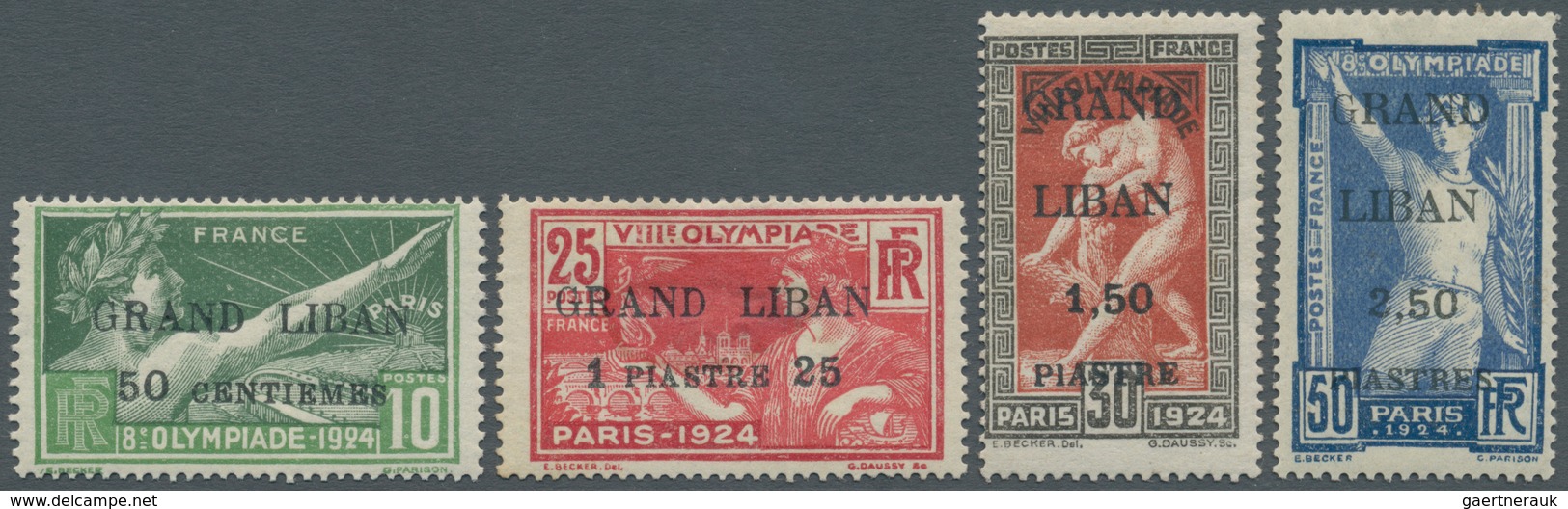 Thematik: Olympische Spiele / Olympic Games: 1924, Libanon, Olypic Games, Complete Set Each With "Sm - Autres & Non Classés