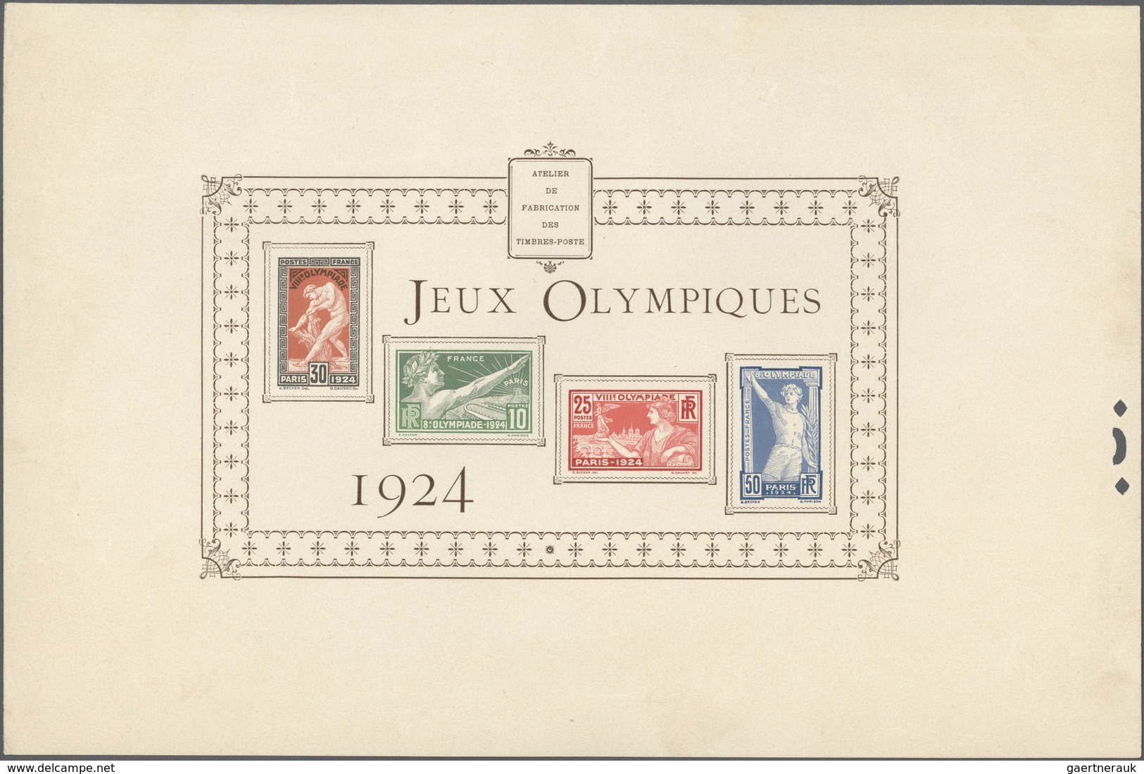 Thematik: Olympische Spiele / Olympic Games: 1924, France For Paris 1924. Epreuve Atelier Collective - Sonstige & Ohne Zuordnung