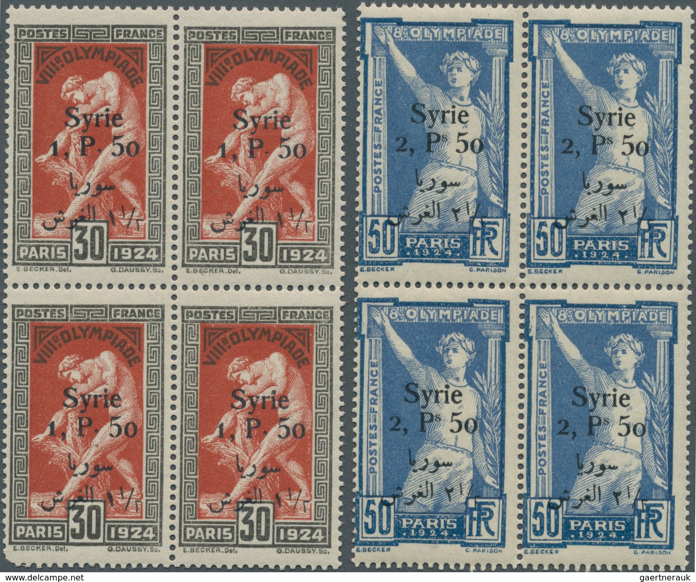 Thematik: Olympische Spiele / Olympic Games: 1924, Syrien, Olympic Games Paris Complete Set In Block - Other & Unclassified