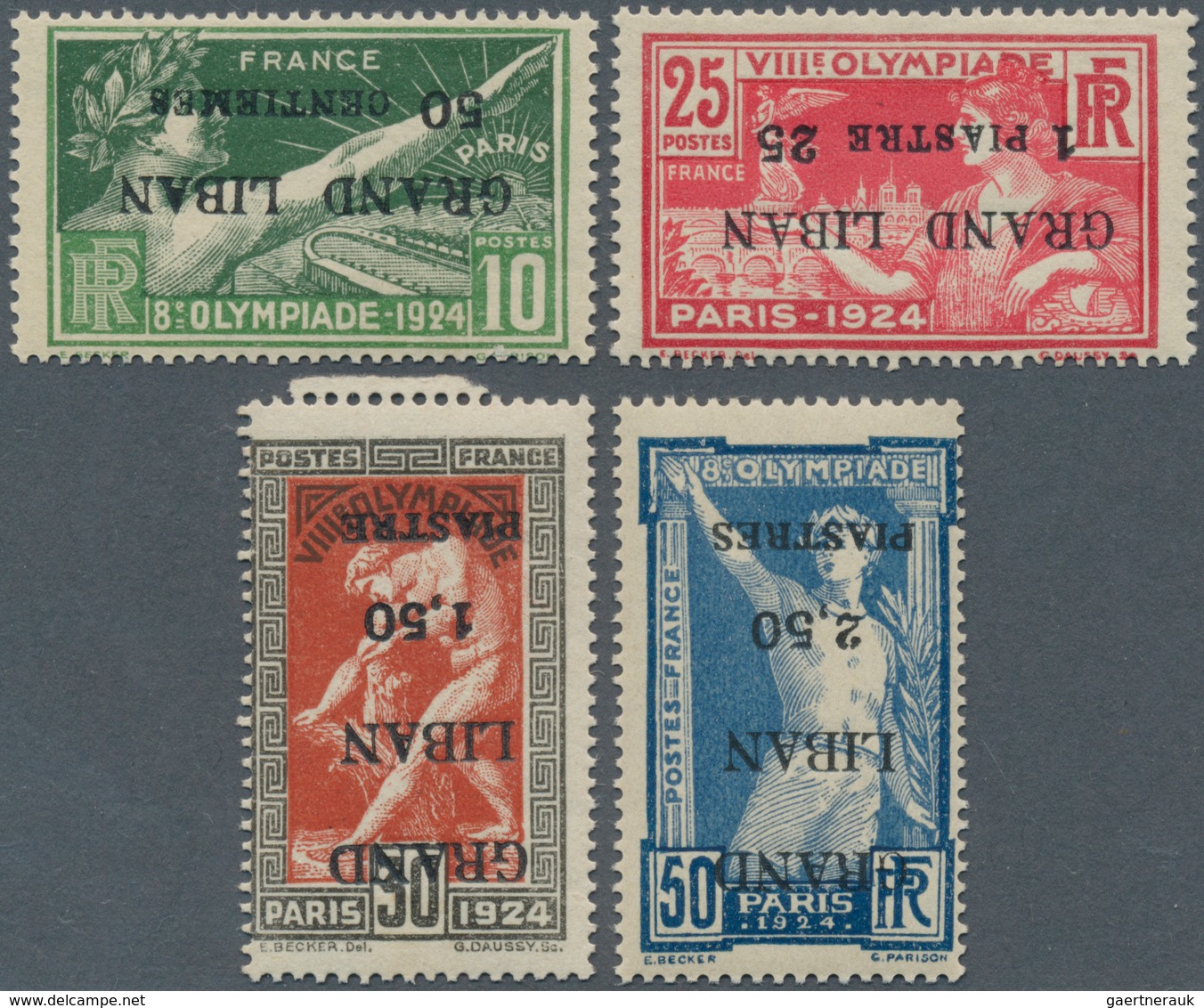 Thematik: Olympische Spiele / Olympic Games: 1924, Grand Liban, France, Syrie For Paris 1924. Lot Co - Sonstige & Ohne Zuordnung