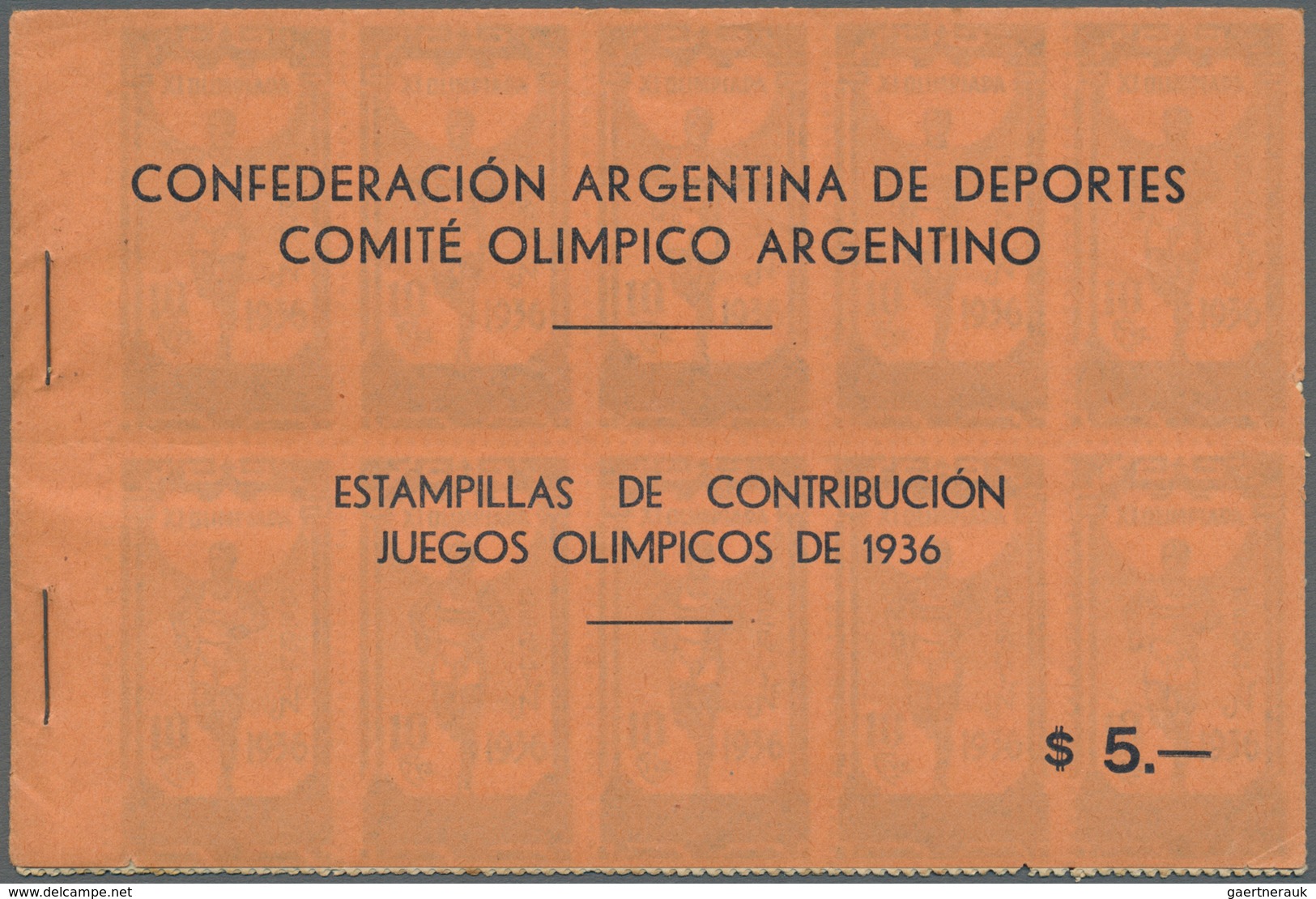 Thematik: Olympische Spiele / Olympic Games: 1936: Argentinien Orginalheft "Confederacion Argentina - Sonstige & Ohne Zuordnung