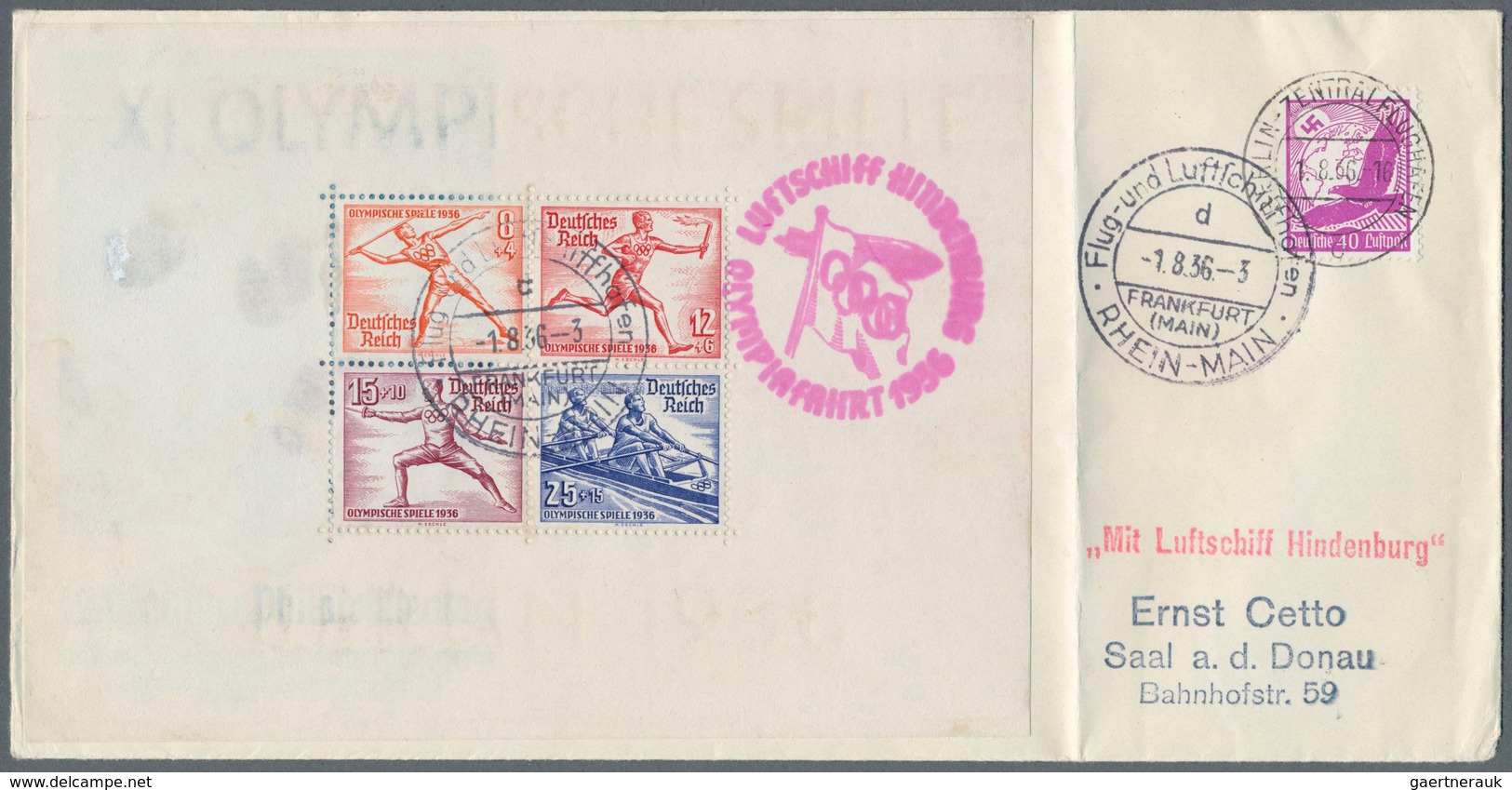 Thematik: Olympische Spiele / Olympic Games: 1936, Berlin, Olympiafahrt Mit Auflieferung Frankfurt R - Other & Unclassified