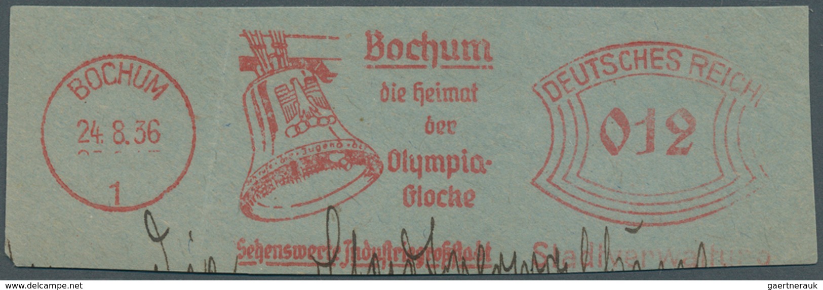 Thematik: Olympische Spiele / Olympic Games: Deutsches Reich Absenderfreistempel BOCHUM 12 Pf. "Boch - Sonstige & Ohne Zuordnung