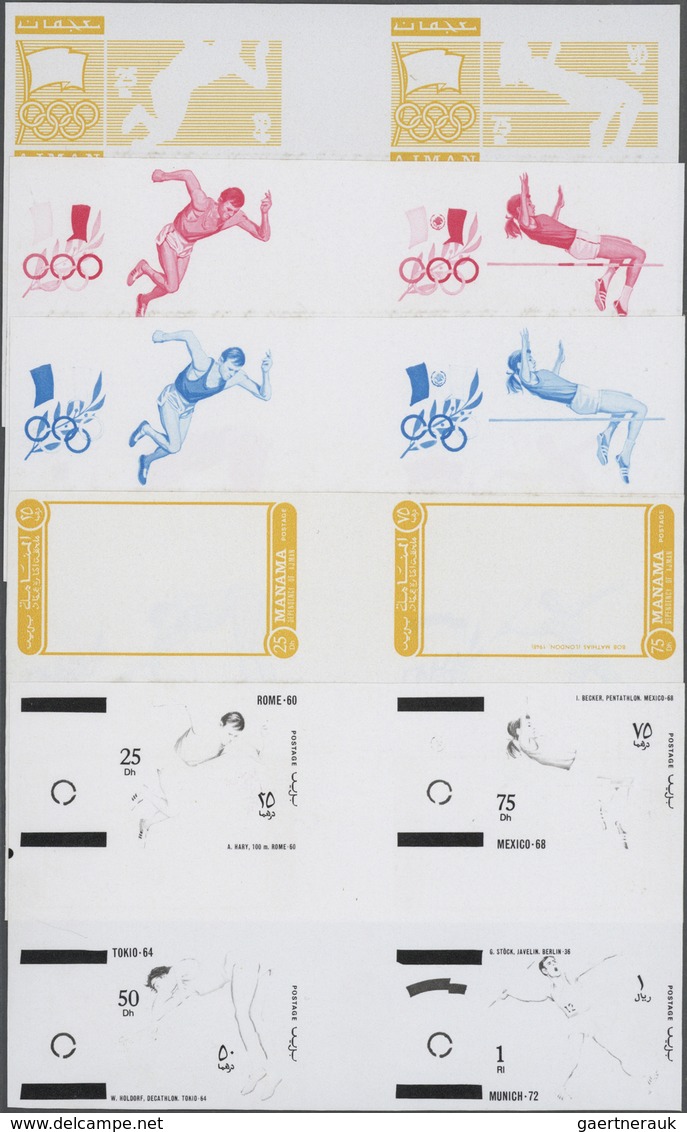 Thematik: Olympische Spiele / Olympic Games: 1971, GREAT OLYMPIC CHAMPIONS - 8 Items; Ajman, Progres - Other & Unclassified