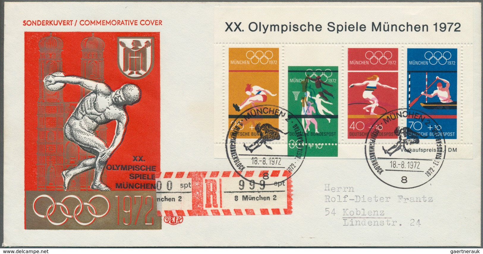 Thematik: Olympische Spiele / Olympic Games: 1972, München, Olympische Sommerspiele-Block Mit Abart - Other & Unclassified