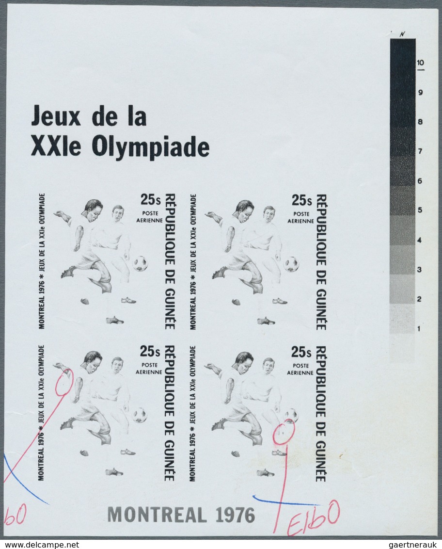 Thematik: Olympische Spiele / Olympic Games: 1976, MONTREAL '76, Soccer - 6 Items; Guinea, Progressi - Other & Unclassified