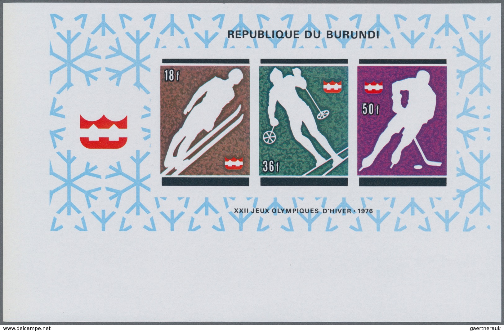 Thematik: Olympische Spiele / Olympic Games: 1976, BURUNDI: Olympic Winter Games Innsbruck Two Diffe - Autres & Non Classés