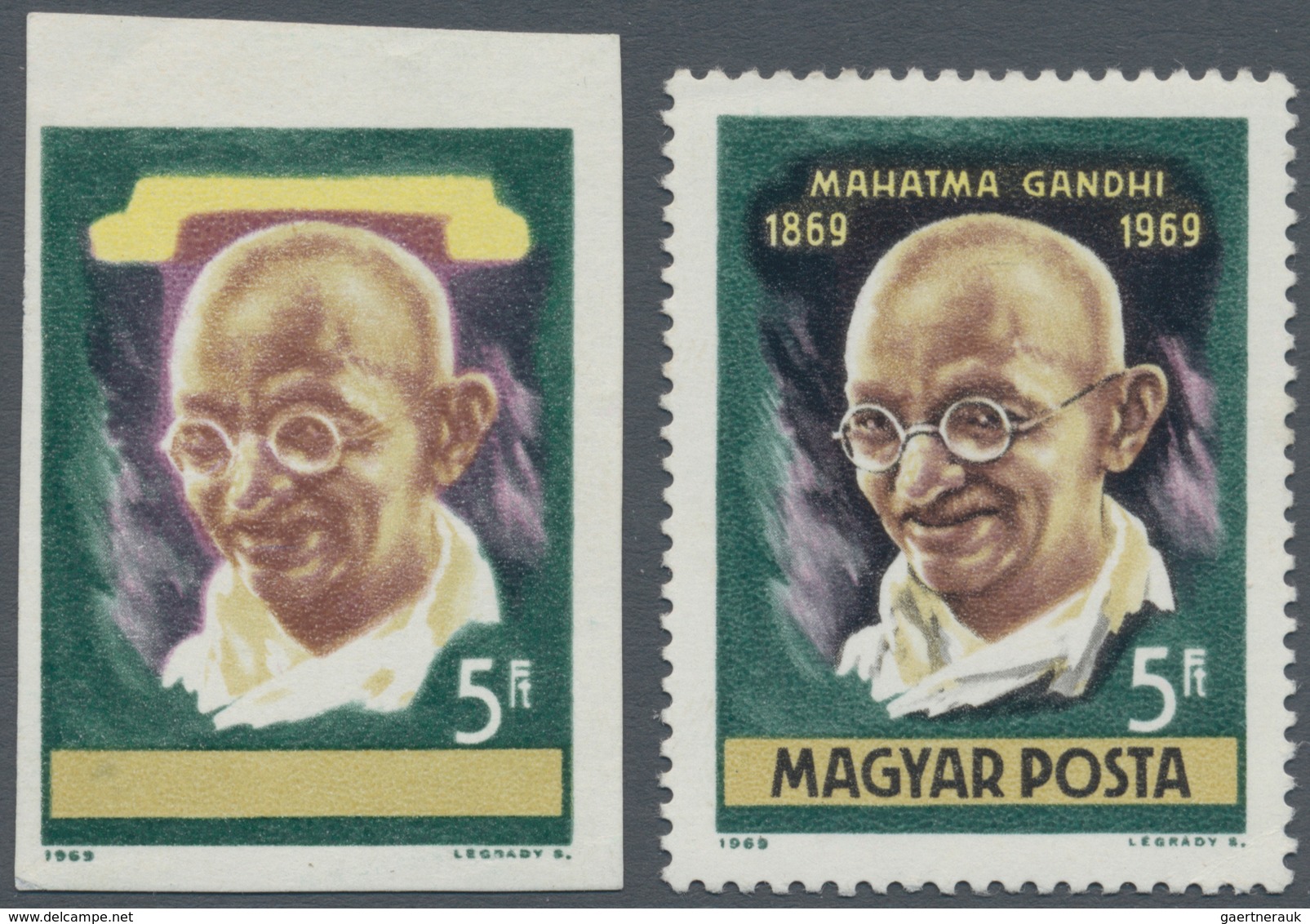 Thematik: Persönlichkeiten - Gandhi / Personalities - Gandhi: 1969 GANDHI 5f. Of HUNGARY, IMPERFORAT - Mahatma Gandhi