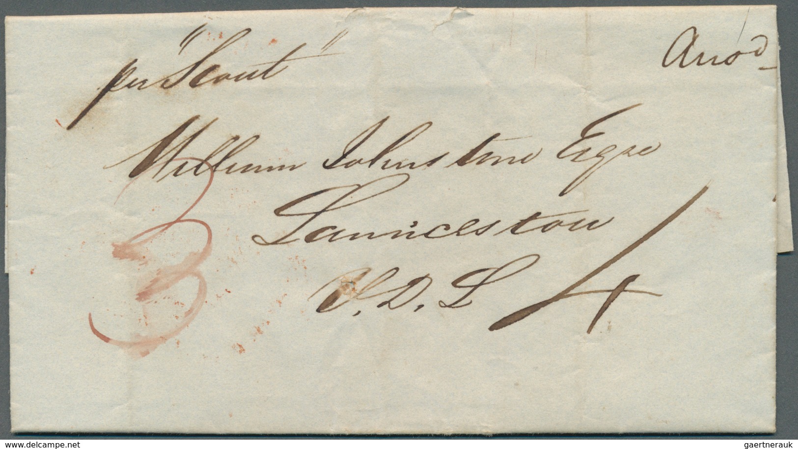 Thematik: Pfadfinder / Boy Scouts: 1843, New South Wales, Folded Letter Cover From Melbourne To Laun - Sonstige & Ohne Zuordnung