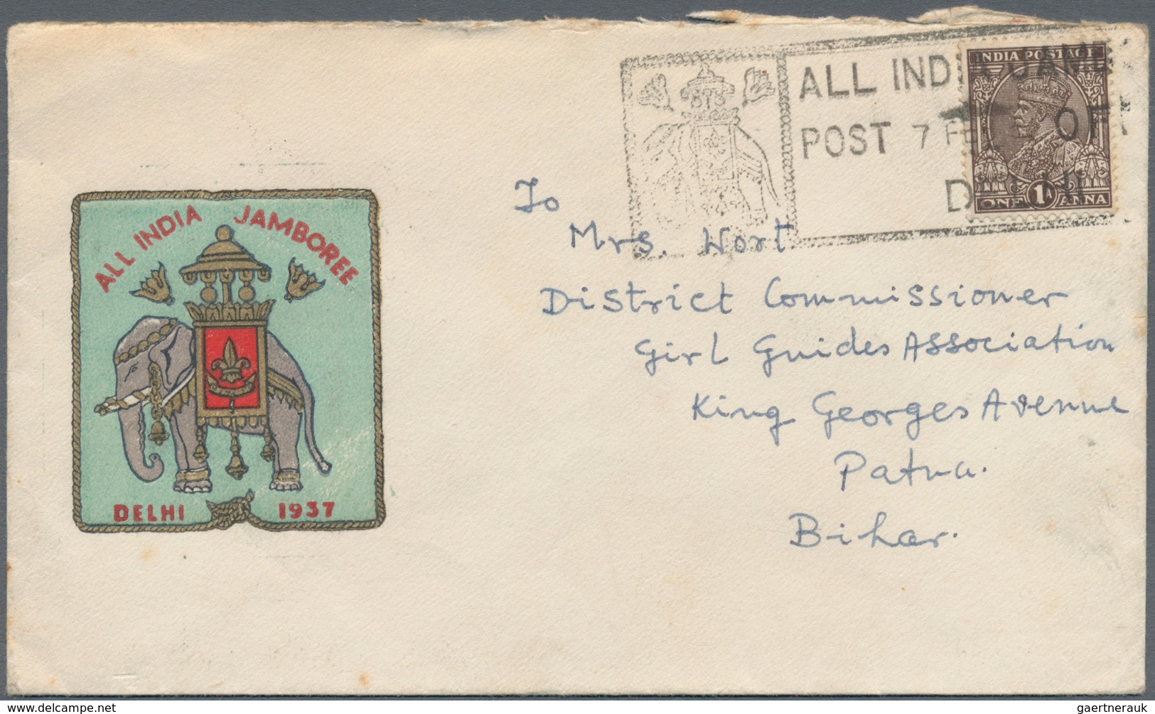 Thematik: Pfadfinder / Boy Scouts: 1937, India. Cover Bearing On The Front Side Colored Imprint "ALL - Autres & Non Classés