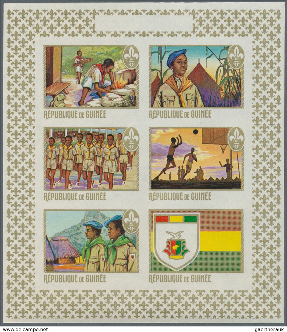 Thematik: Pfadfinder / Boy Scouts: 1969, SCOUTS IN GUINEA - 8 Items; Progressive Plate Proofs For Th - Autres & Non Classés