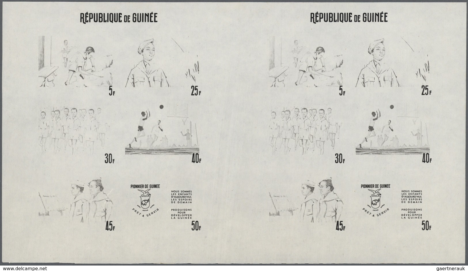 Thematik: Pfadfinder / Boy Scouts: 1969, SCOUTS IN GUINEA - 8 Items; Double Progressive Plate Proofs - Autres & Non Classés