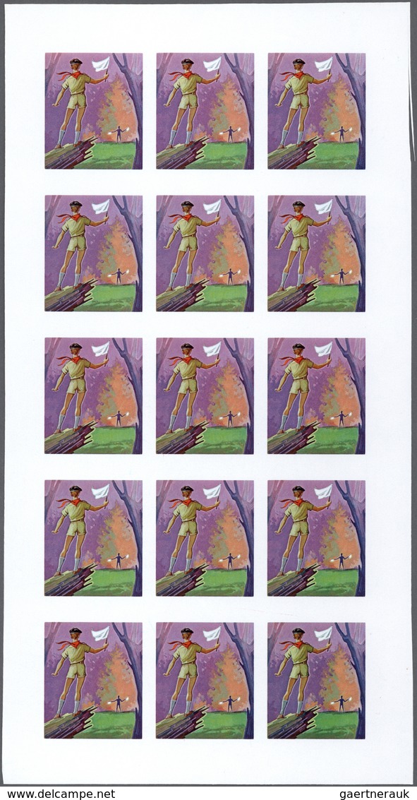 Thematik: Pfadfinder / boy scouts: 1970, Fujeira. Progressive proof in 8 phases (color separations)