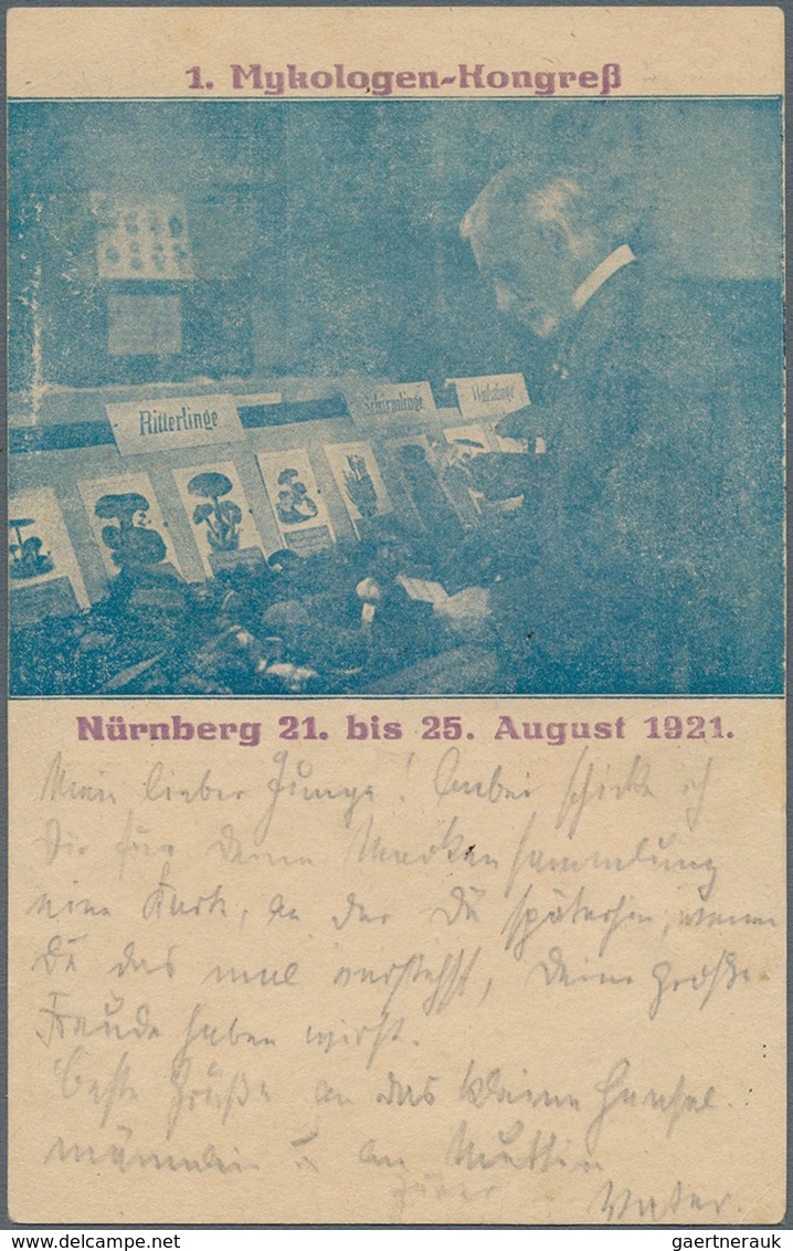 Thematik: Pilze / Mushrooms: 1921, Dt. Reich. Aufbrauch-Postkarte 30 Pf Neben (durchbalkter) 15 Pf M - Pilze