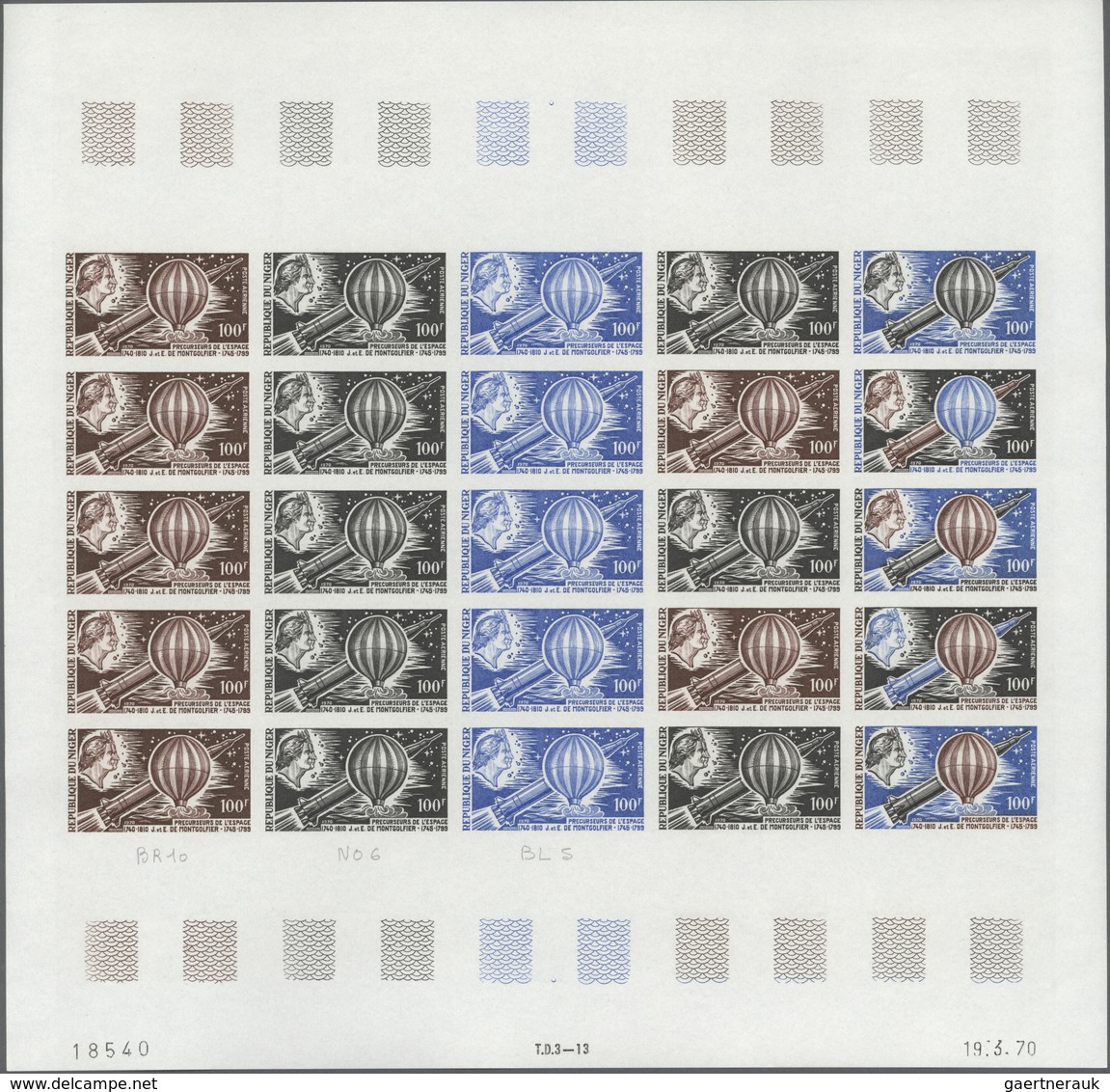 Thematik: Raumfahrt / astronautics: 1970, Niger. Complete set "Pioneers of Space Research" (5 values