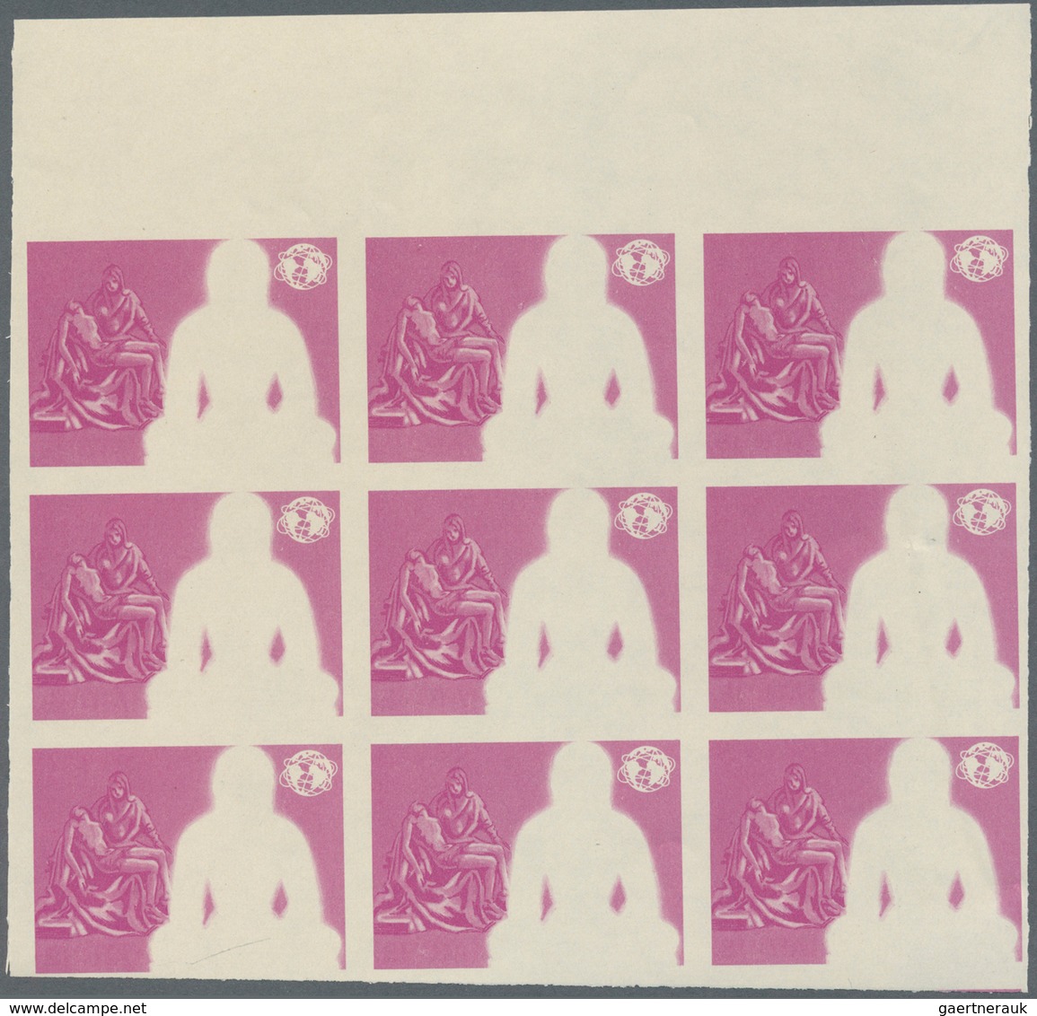 Thematik: Religion / Religion: 1965, Bhutan. Progressive Proof (10 Phases) In Top Margin Blocks Of 9 - Autres & Non Classés