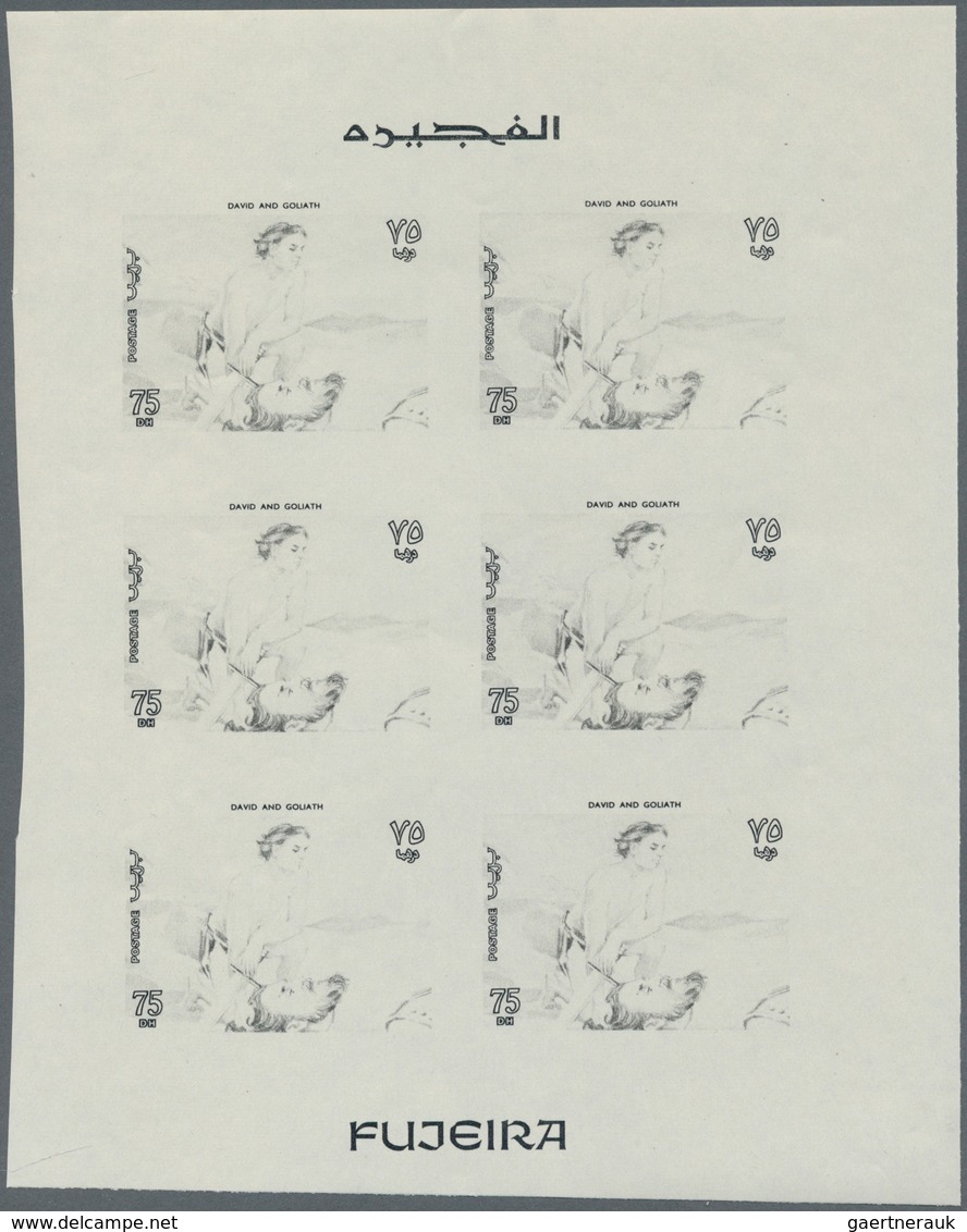 Thematik: Religion / religion: 1970, Fujeira. Progressive proof (7 phases) in miniature sheets of 6